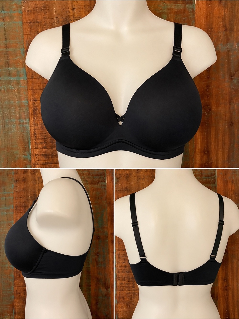 Torrid Curve Black Back Smoothing Wire-Free Push-Up Plunge Bra 40DDD